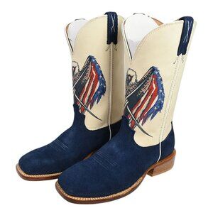 TWISTED X Navy Blue US FLAG EAGLE Tech X Suede Cowboy Western Boots 7 D